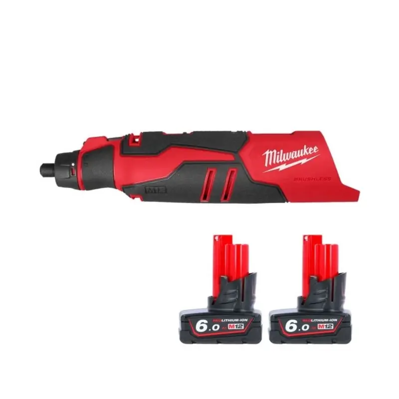 Milwaukee M12BLROT-0 12V Cordless Brushless Rotary Tool With 2 x 6.0Ah Batteries