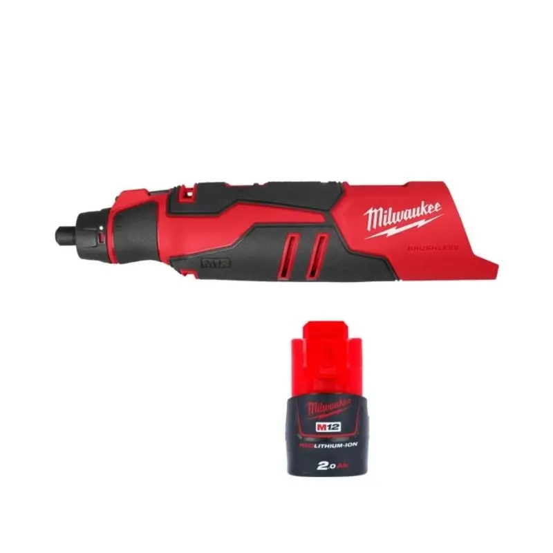 Milwaukee M12BLROT 12V Cordless Brushless Rotary Tool With 1 x 2.0Ah Battery