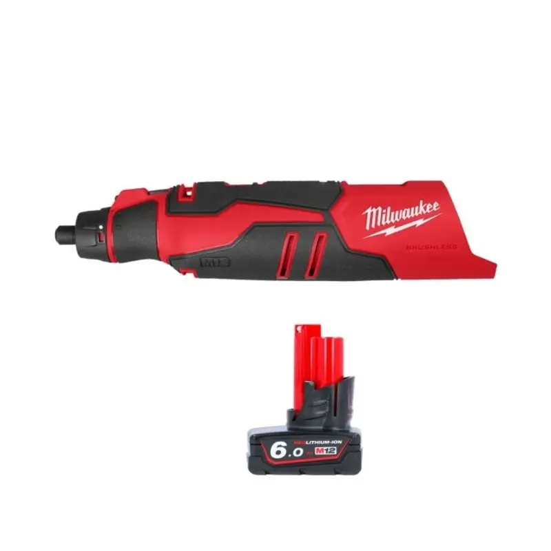 Milwaukee M12BLROT 12V Cordless Brushless Rotary Tool With 1 x 6.0Ah Battery