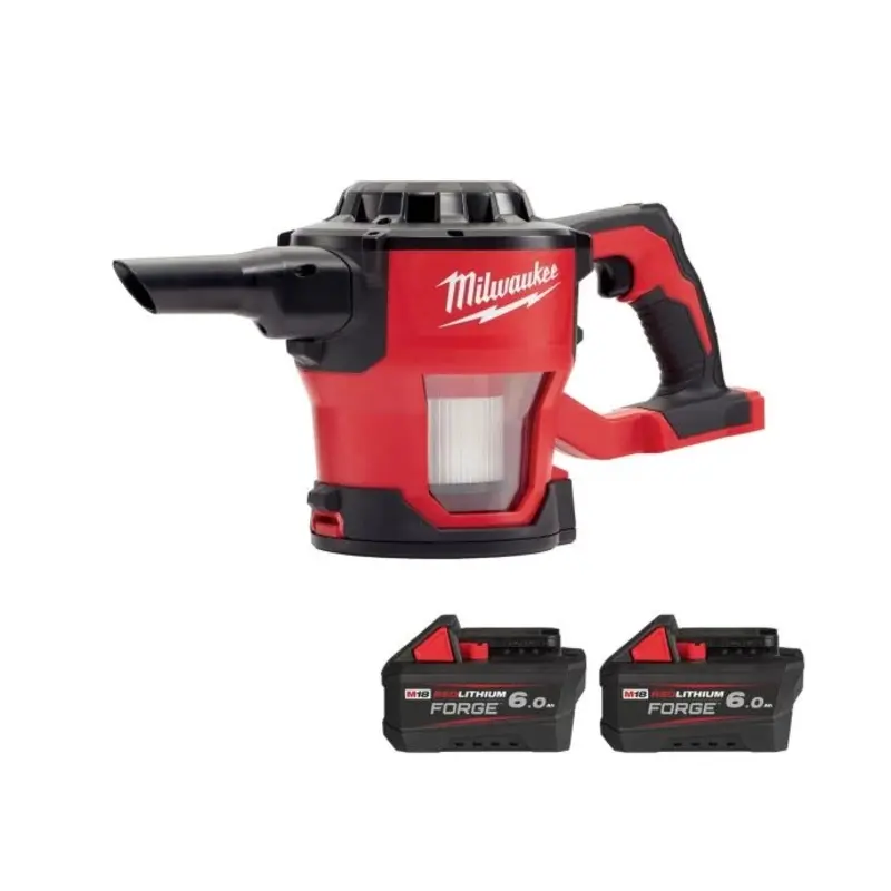Milwaukee M18CV 18v M18 Cordless Compact Hand Vacuum With 2 x 6.0Ah Batteries