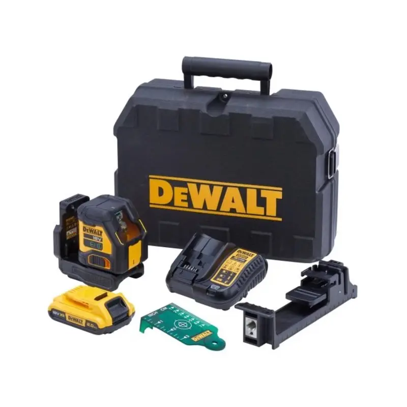 Dewalt DCLE34021D1 18V XR Green Cross Line Laser With 1 x 2.0Ah Battery, Charger & Case