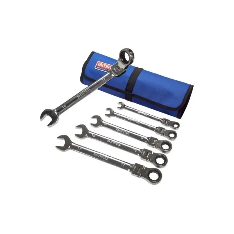 Faithfull FAISPARAT6SR 6 Piece Ratchet Combination Spanner Set in Tool Roll