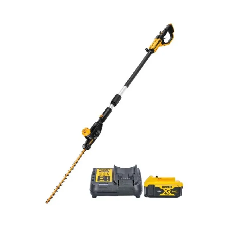 Dewalt DCMPH566P1 18V XR Cordless Pole Hedge Trimmer With 1 x 5.0Ah Battery & Charger