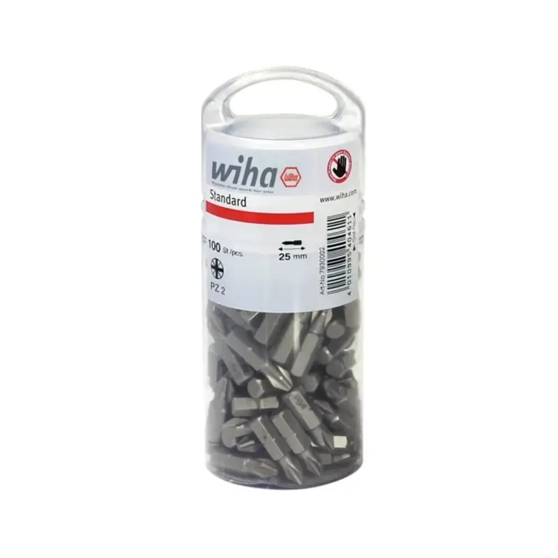 Wiha WHA40462 PZ2 25mm Standard Pozidriv Bits Tub of 100