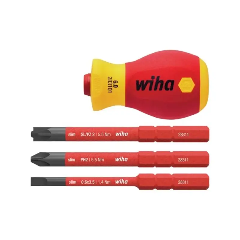 Wiha WHA41230 SoftFinish electric slimVario Stubby Screwdriver Set, 4 Piece