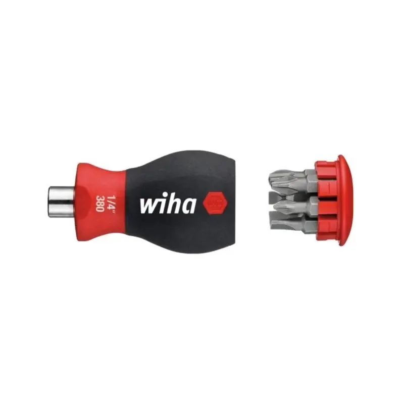 Wiha WHA33738 Magnetic SoftFinish Stubby Screwdriver With Bit Magazine