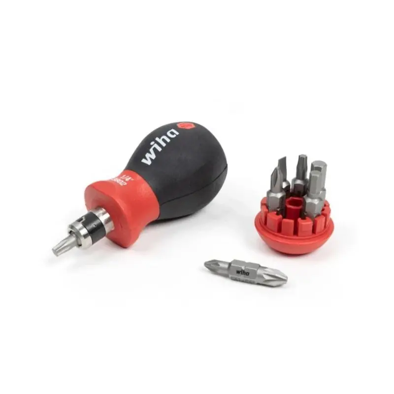 Wiha WHA33741 Magnetic SoftFinish Stubby Screwdriver With Bit Magazine