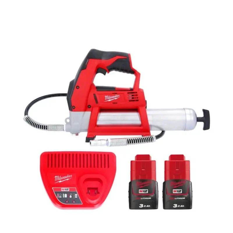 Milwaukee M12GG 12V Cordless Grease Gun With 2 x 3.0Ah Batteries & Charger
