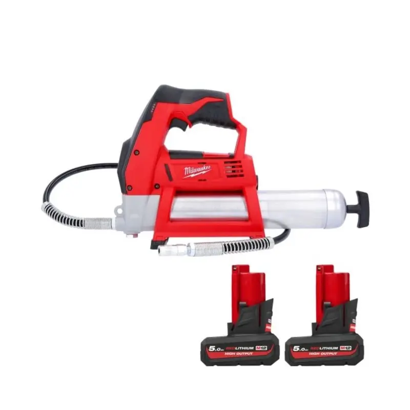 Milwaukee M12GG 12V Cordless Grease Gun With 2 x 5.0Ah Batteries