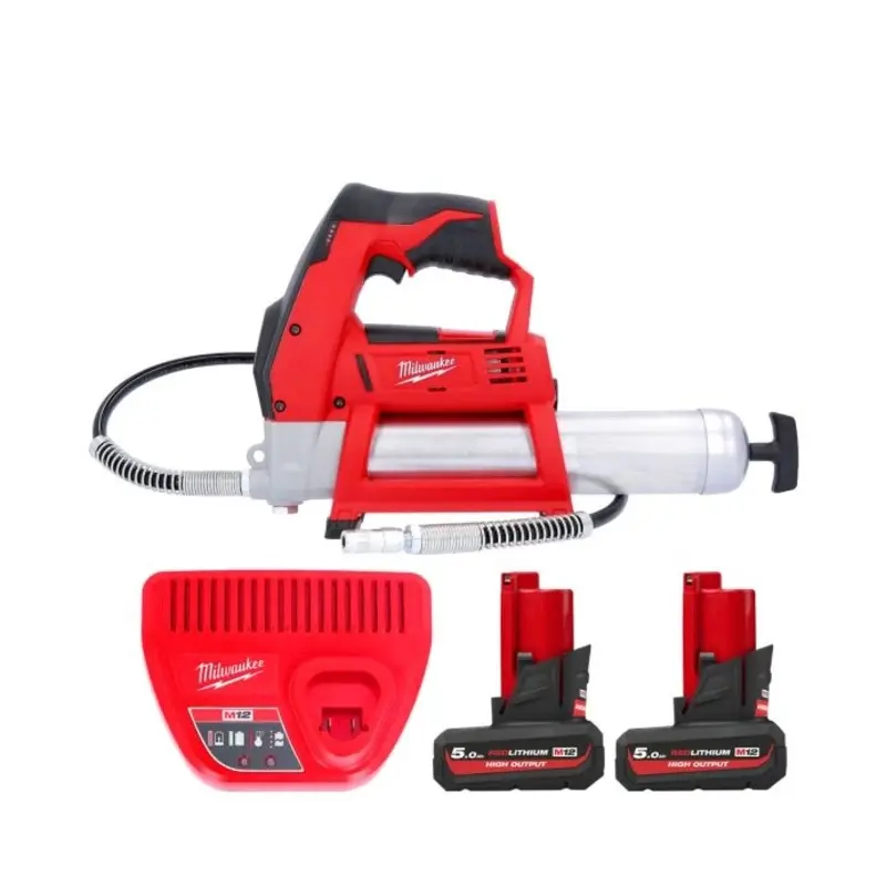 Milwaukee M12GG 12V Cordless Grease Gun With 2 x 5.0Ah Batteries & Charger