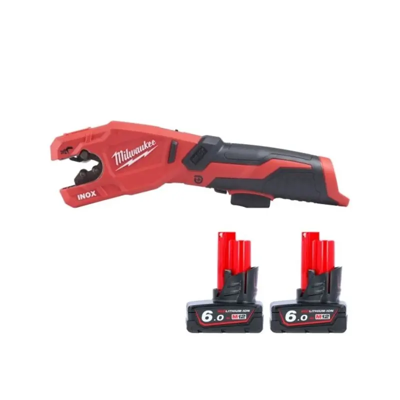Milwaukee M12PCSS 12V Cordless Stainless Steel Pipe Cutter With 2 x 6.0Ah Batteries