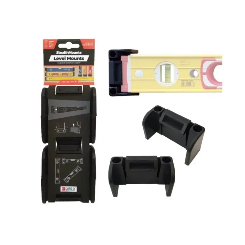 StealthMounts OM-LM-BLK-2 Level Mounts for Spirit Levels - Pack of 2
