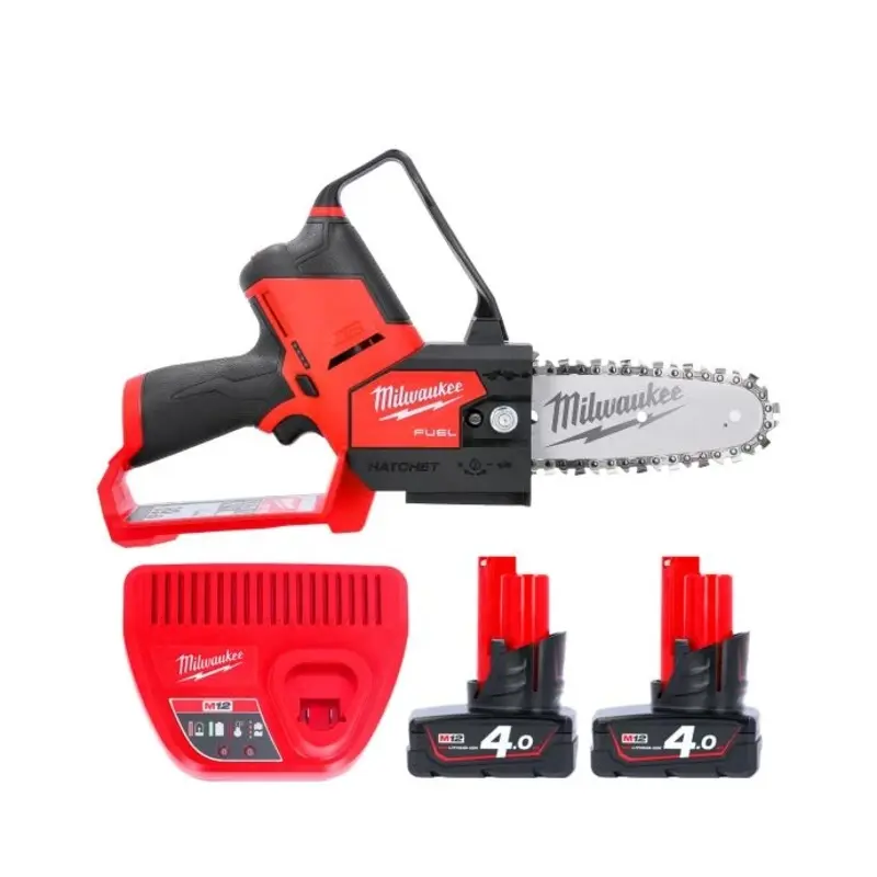Milwaukee M12FHS 12V Fuel Hatchet Pruning Saw With 2 x 4.0Ah Batteries & Charger