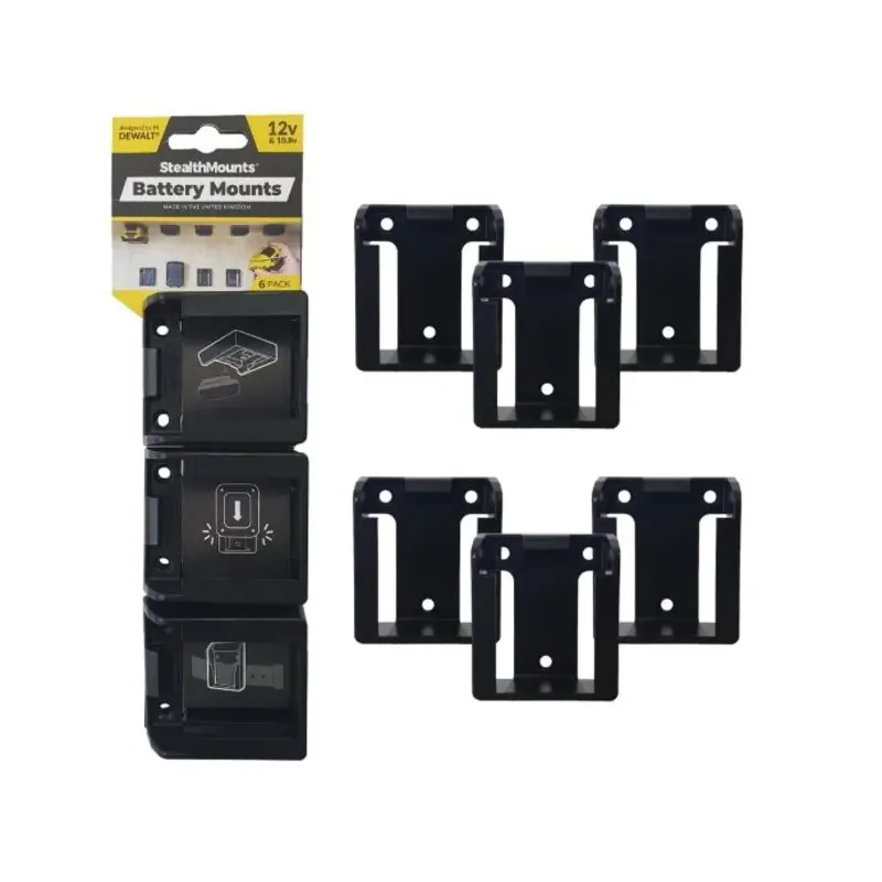 StealthMounts BM-DW12-BLK-6 Battery Mounts for Dewalt  10.8v/12V - Pack of 6