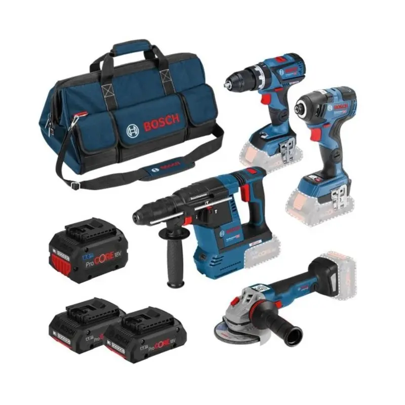 Bosch 0615990L0P 18V 4 Piece Kit (2x 4Ah & 1x 8Ah Battery)