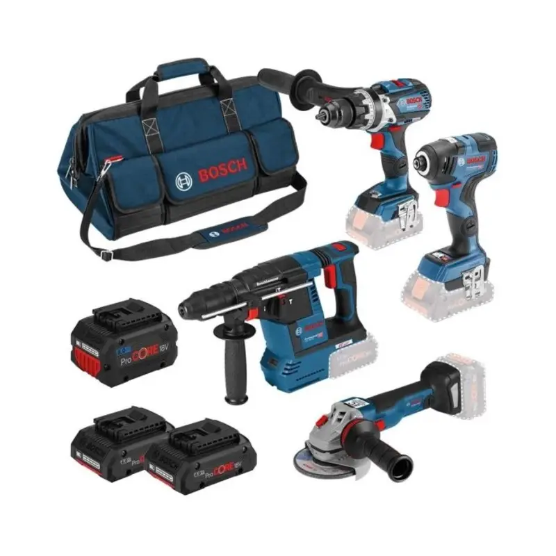 Bosch Robust Series 4 Pc Tool Kit Inc 2x 4Ah & 1x 8Ah Batteries