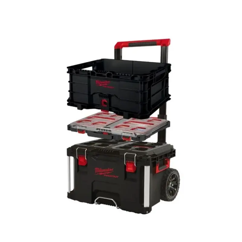 Milwaukee 4932493927 PACKOUT Promo 3 Piece Set Organiser + Crate + Wheeled Trolley