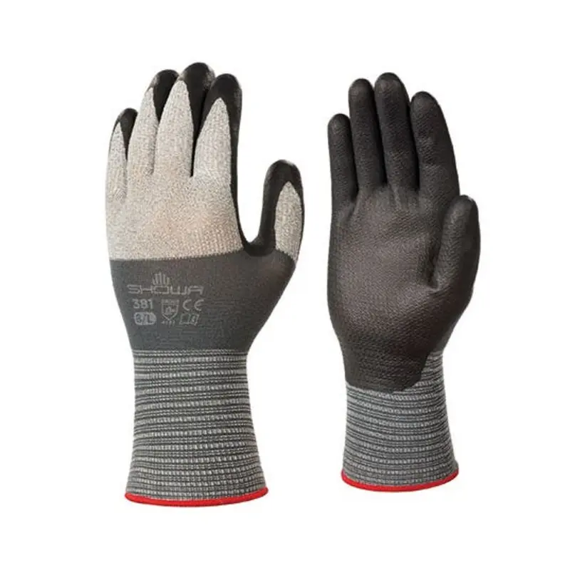 Showa Size 9/XL Showa 381 Nitrile/Polyester Multi Purpose Gloves - Black/Grey