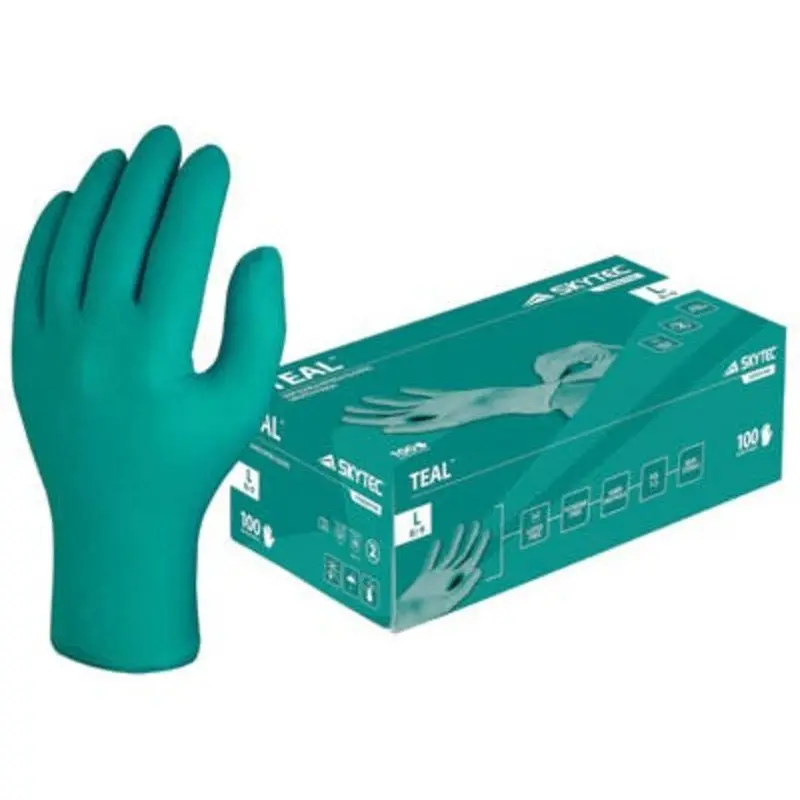 Skytec Size 9/L Glove Disposable - Teal - Box of 100
