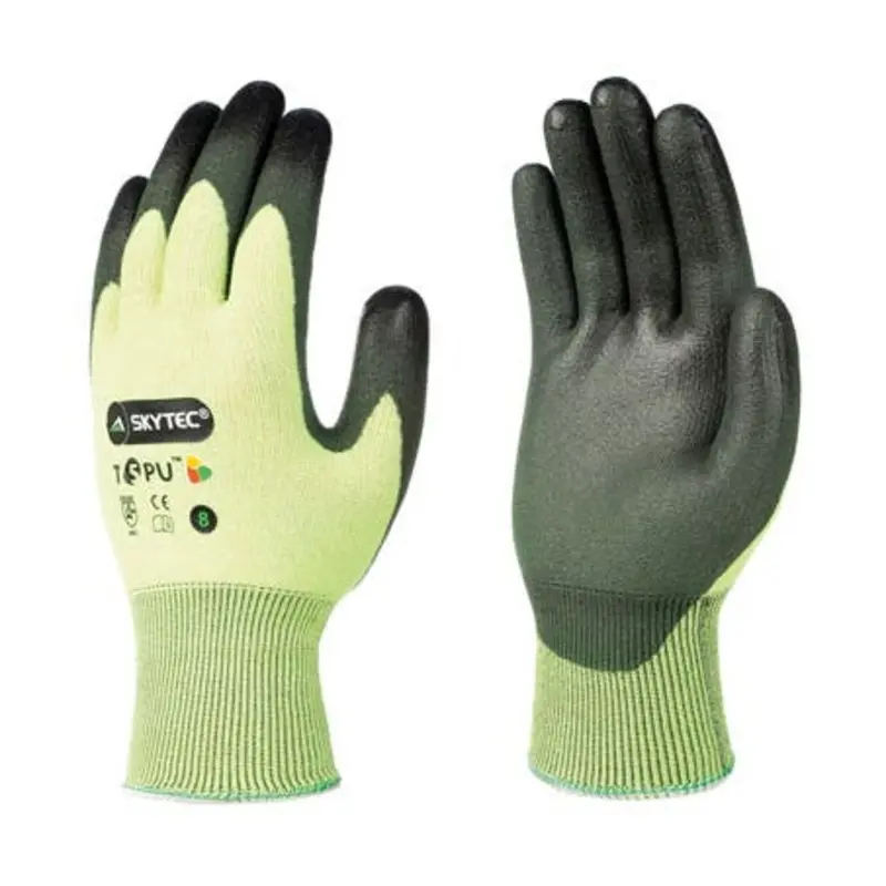 Skytec Size 9/L T5PU HPPE/Polyurethane Cut Protection Gloves - Green/Black