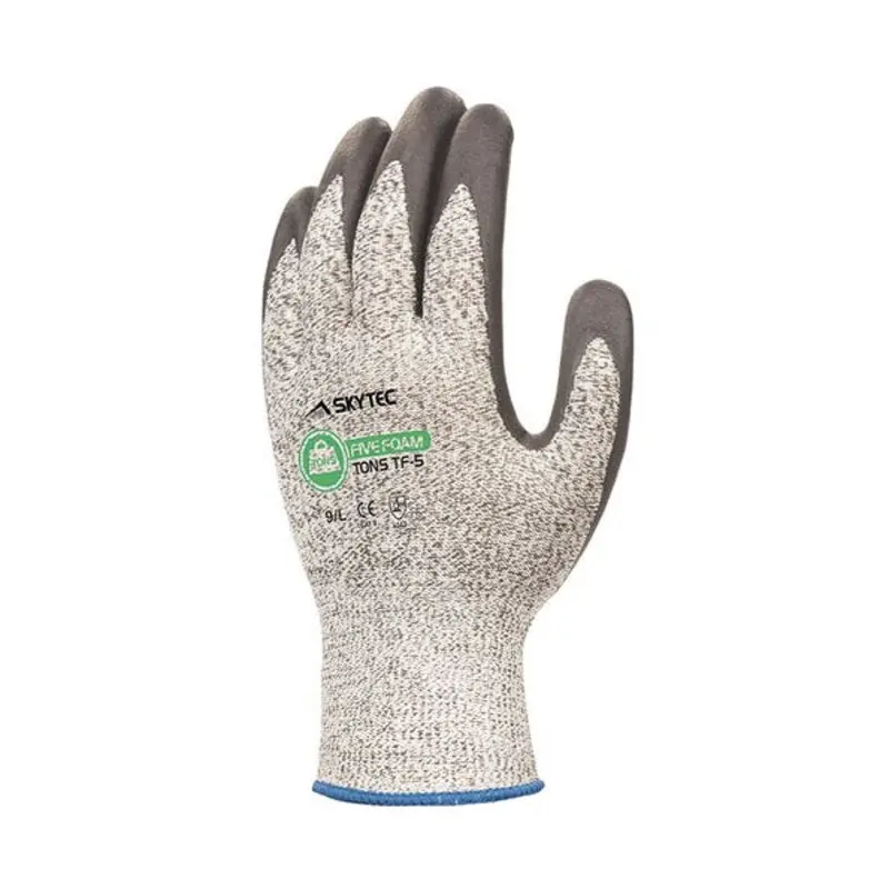 Skytec Size 9/L Tons Five Foam HPPE/Nitrile Cut Protection Gloves - Grey/Black