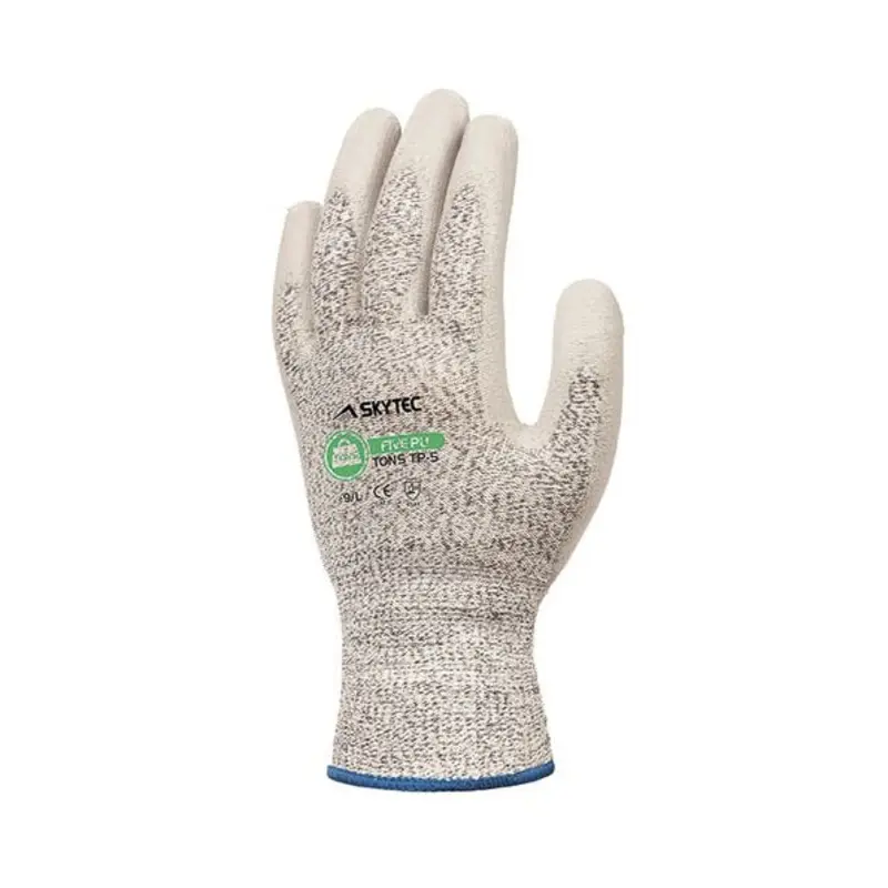 Skytec Size 9/L Tons Five PU Nylon/Polyurethane Cut Protection Gloves - Grey