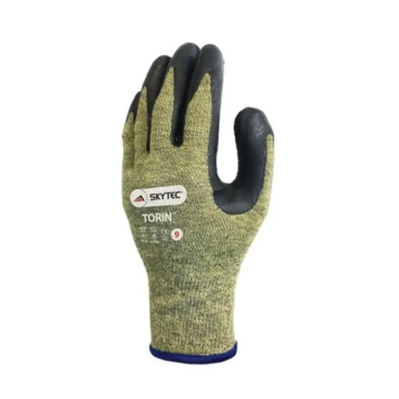 Skytec Size 9/L Torin Crinkle Latex Cut Protection Gloves - Yellow/Black