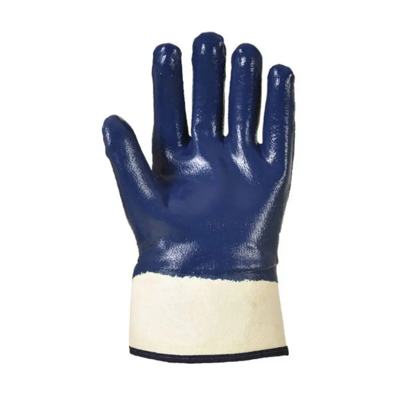 Portwest Size 9/L - Nitrile Open Cuff Fully Coated Safety Gloves - Navy