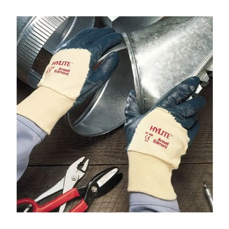 Ansell Size 9/L - HYLITE 47-402 Nitrile Mechanical Gloves - Blue/Off White