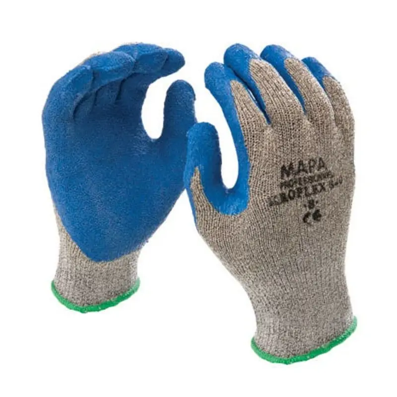 Mapa Size 9/L - KryTech 840 Natural Latex Mechanical Gloves - Grey/Blue