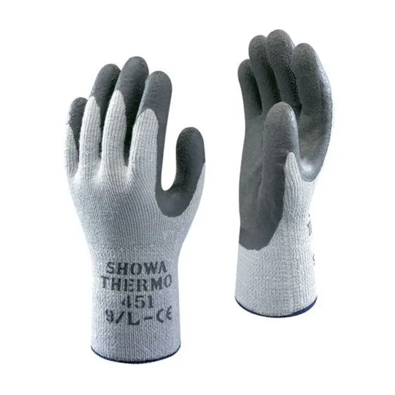 Showa Size 9/L Natural Latex/Cotton/Polyester Cold Protection Gloves - Grey/Dark Grey