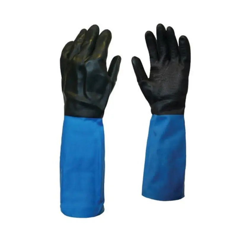 Showa Size 9/L Neoprene on Latex Cotton flock Chemical Protection Gloves - Blue/Black