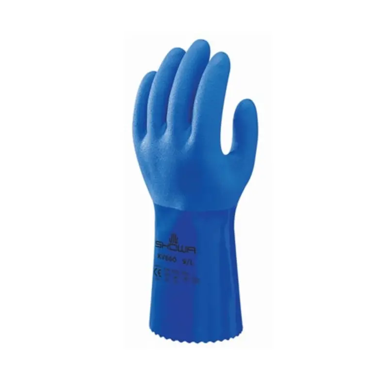 Showa Size 9/L PVC Aramid Chemical Protection Gloves - Blue