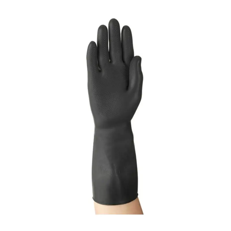 Ansell Size 9.5/XL Black Natural Latex Rubber Chemical Protection Gloves