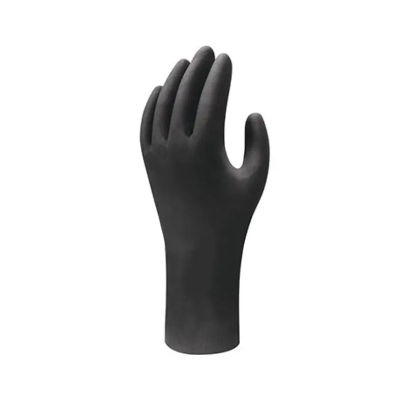 Showa Size 9/L 6112PF Nitrile Disposable Hand Protection Gloves - Black - Box of 100