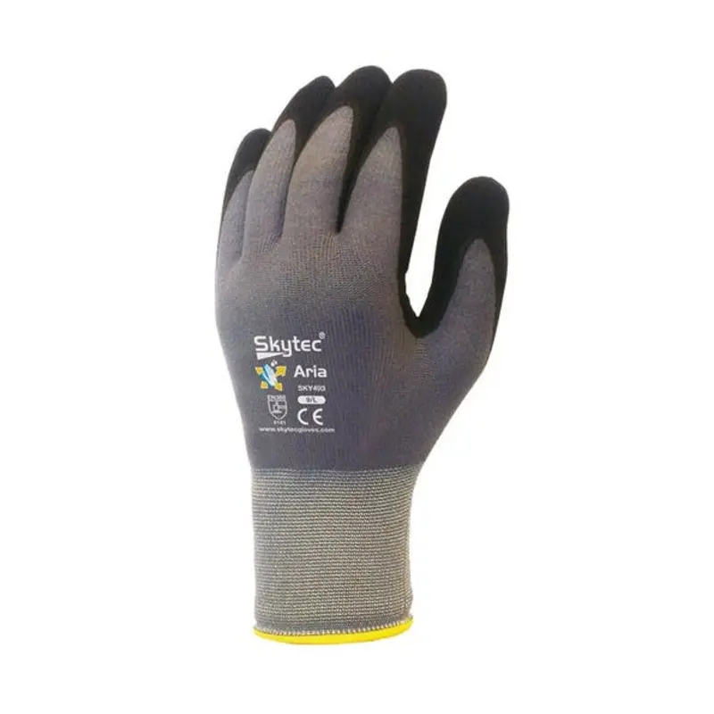 Skytec Size 8/M Aria Nylon/Nitrile Multi Purpose Gloves - Grey/Black