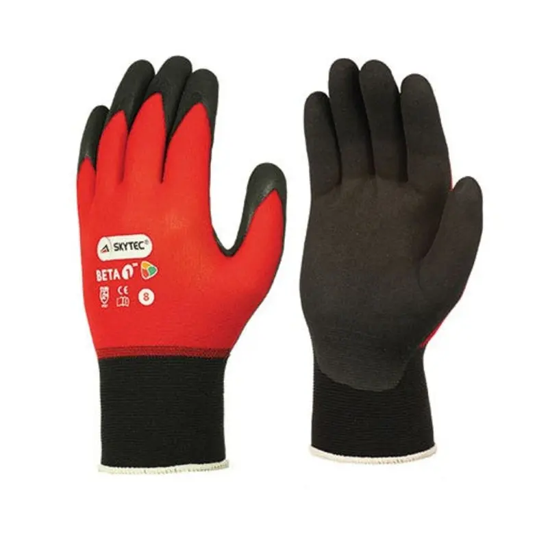 Skytec Size 8/M Beta 1 Nylon/Nitrile Multi Purpose Gloves - Red/Black