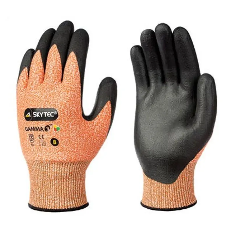 Skytec Size 8/M Gamma 3 HPPE Glass/Nitrile Sponge Cut Protection Gloves - Amber/Black