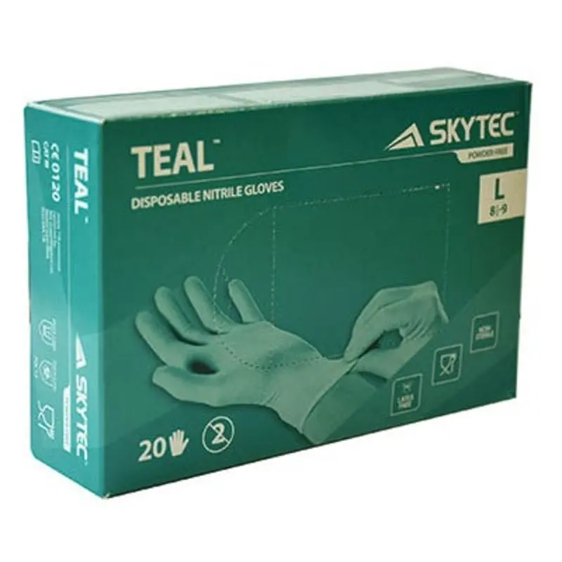 Skytec Size 8/M Glove Disposable - Teal - Vend Box of 20