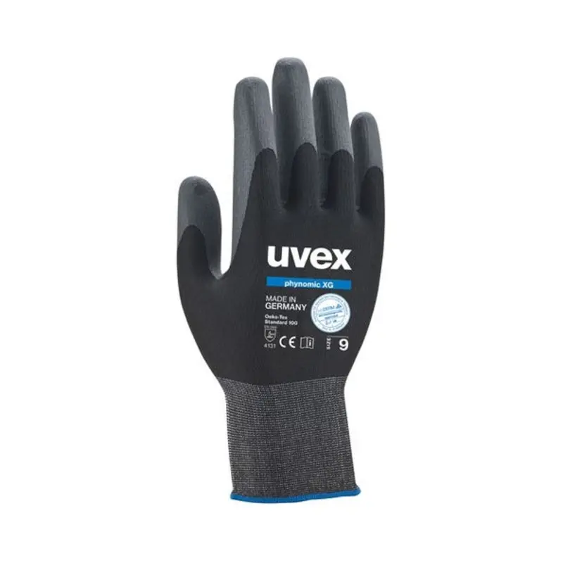 UVEX Size 8/M Phynomic XG Polyamide/Elastane Mechanical Gloves - Black/Black