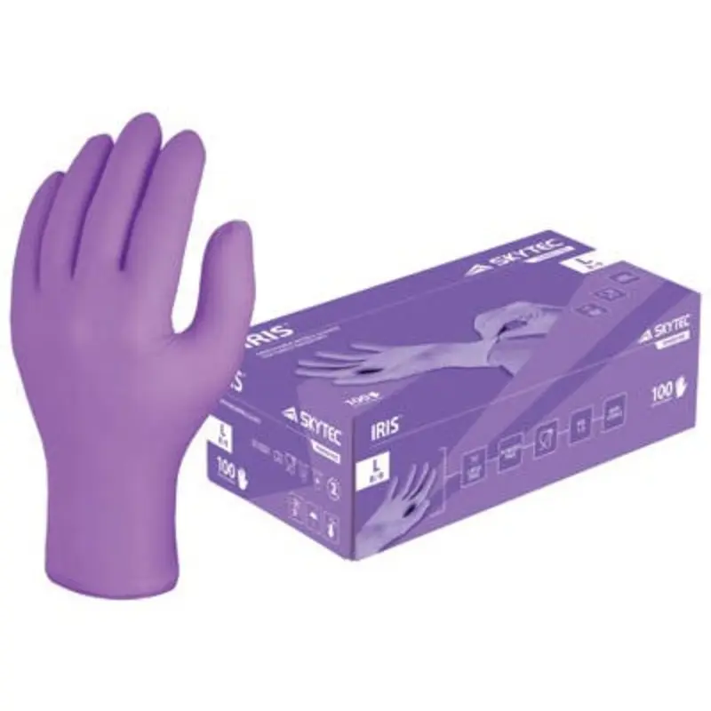 Skytec Size 8/M Iris Nitrile Disposable Hand Protection Gloves - Purple - Box of 100