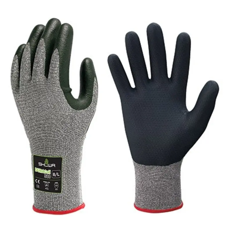 Showa Size 8/L 386 Nitrile Cut Protection Gloves - Grey/Black