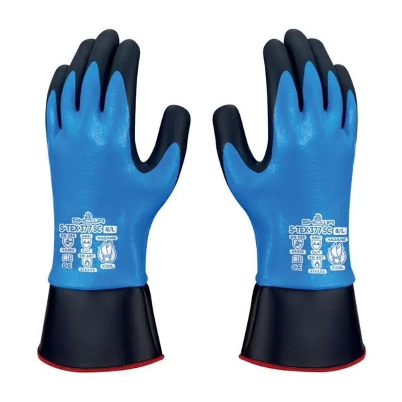 Showa Size 8/L Showa S-Tex 377SC Nitrile/Polyester Cut Protection Gloves - Blue/Black