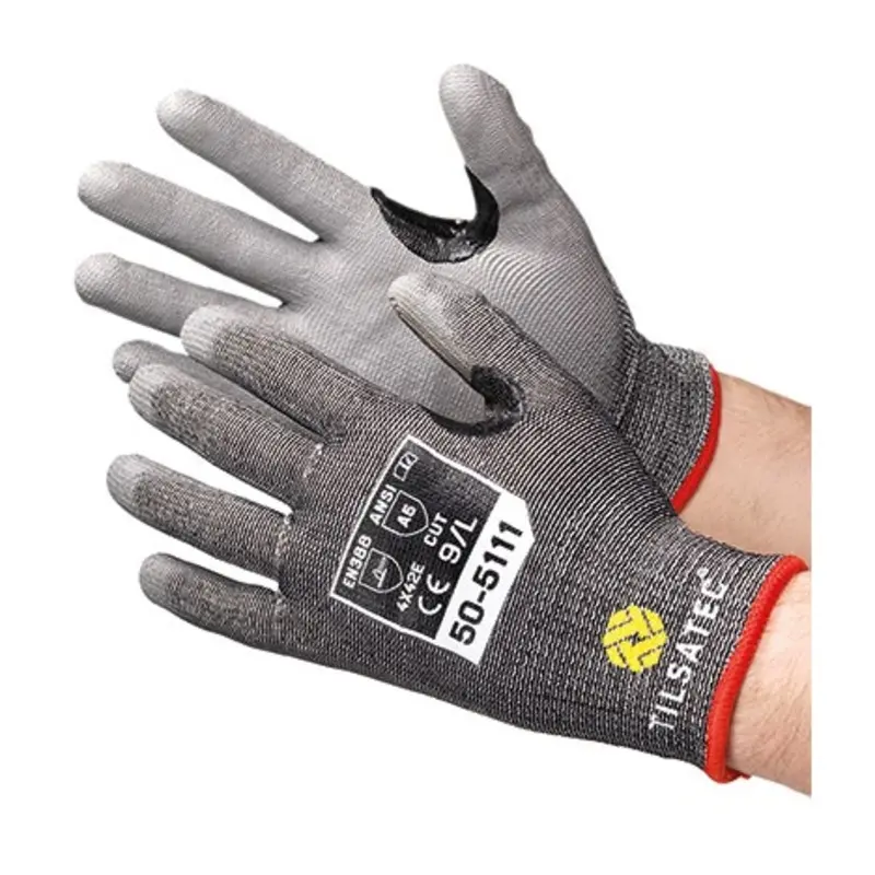 Tilsatec Size 8/M 50-5111 Cut Protection Gloves - Black Shell/Grey Coating