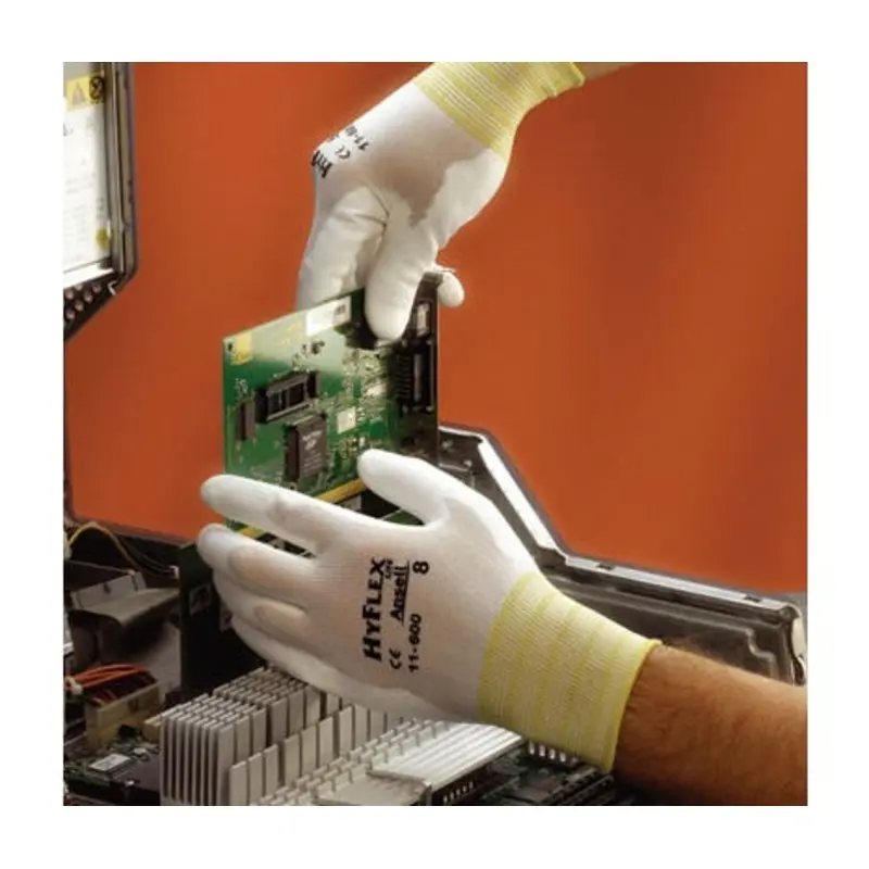 Ansell Size 7/S - HyFlex 11-600 Polyurethane Mechanical Gloves - Black/White