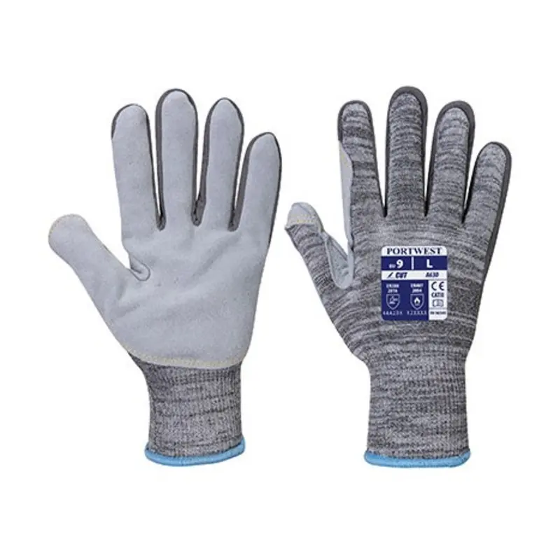 Portwest Size 7/S - A630 Razor HPPE/Glass Fibre Cut Resistant Gloves - Light Grey