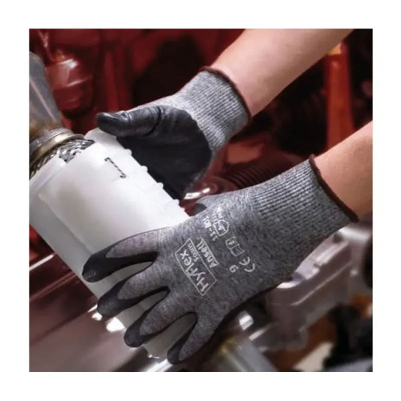 Ansell Size 7/S - 11-801 Foam Nitrile Mechanical Gloves - Grey/Black
