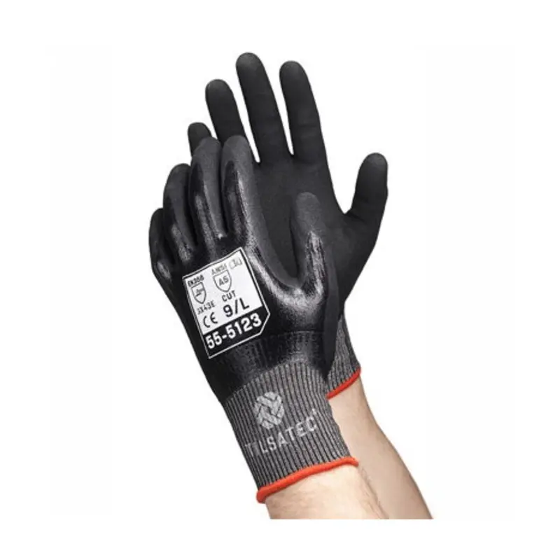 Tilsatec Size 11/XXL 55-5123 Nitrile Cut Protection Gloves - Black Liner/Black Coating