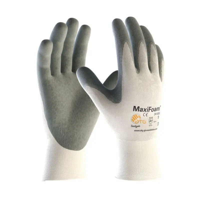 ATG Size 10/XL - MaxiFoam Glove Grey Coated Palm - White