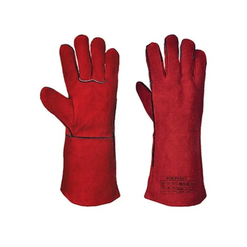 Portwest 10/XL - Cow Split Leather/Cotton Heat Resistant Gloves - Red